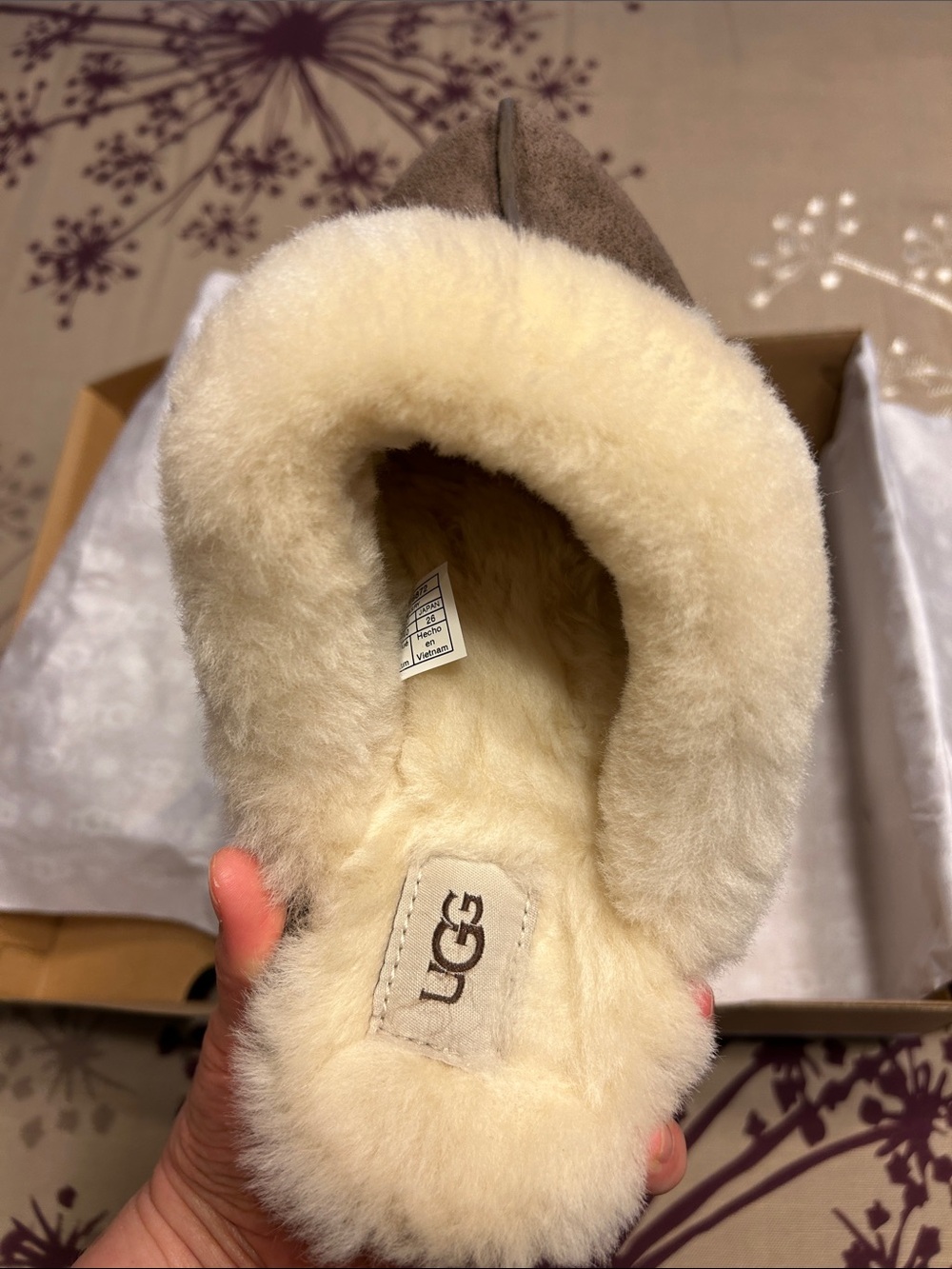UGG Brown Suede Sheepskin-Lined Slip-On Slipper - Picture 2 of 10